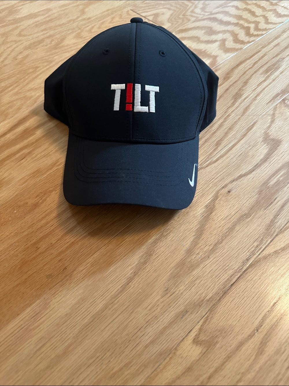 Nike Black TILT Embroidered Performance Cap with Red Accent